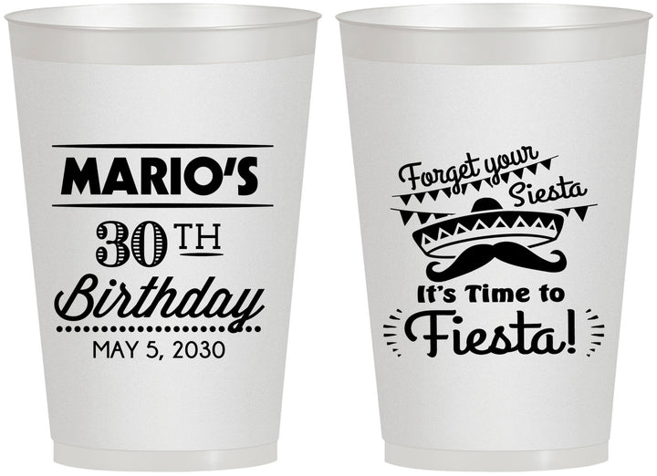 Personalized Birthday 12 oz Frosted Cups - 30th Fiesta | 20034