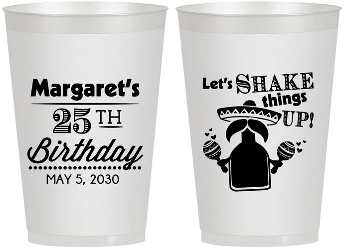 Personalized Birthday 12 oz Frosted Cups - 25th Fiesta | 20035