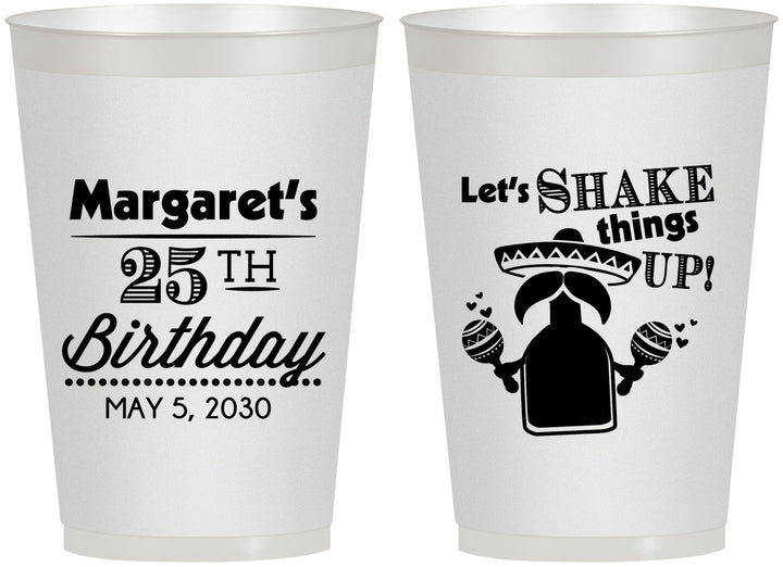 Personalized Birthday 12 oz Frosted Cups - 25th Fiesta | 20035