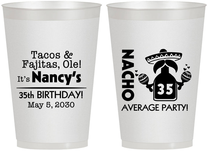 Personalized Birthday 12 oz Frosted Cups - 35th Nacho Average Party | 20036