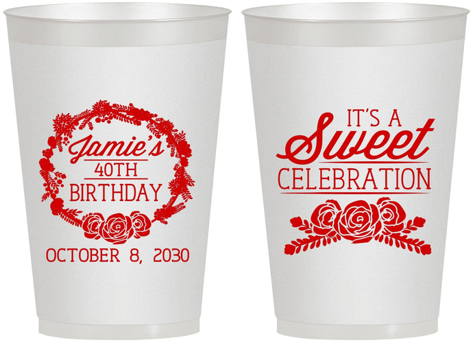 Personalized Birthday 12 oz Frosted Cups - 40th | 20040