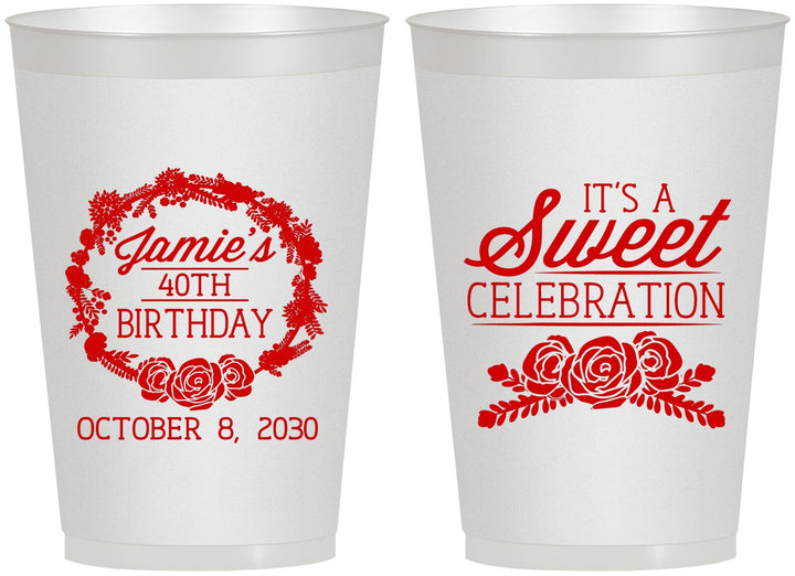 Personalized Birthday 12 oz Frosted Cups - 40th | 20040