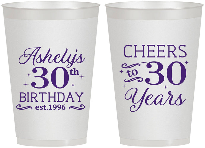 Personalized Birthday 12 oz Frosted Cups - Cheers To 30 Years | 20041