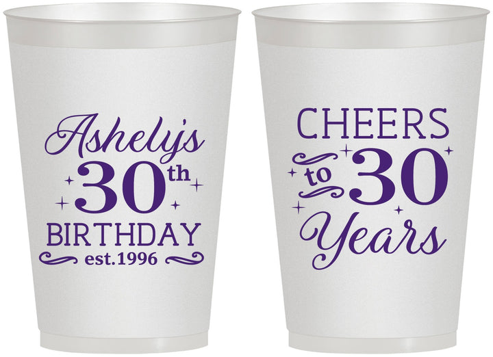 Personalized Birthday 12 oz Frosted Cups - Cheers To 30 Years | 20041