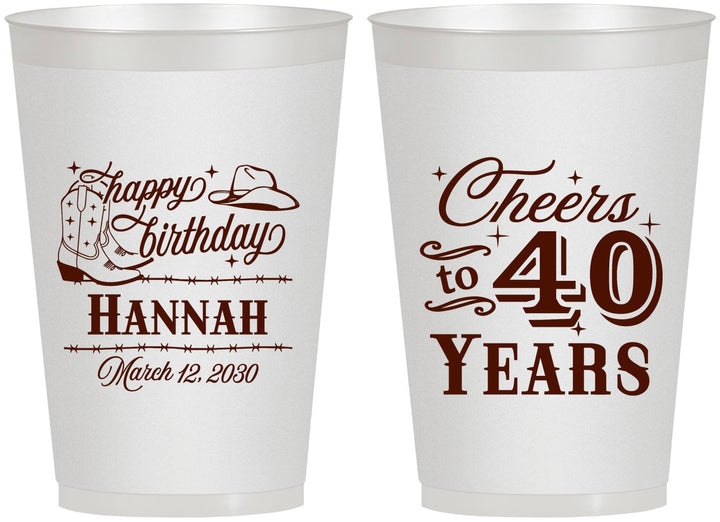 Personalized Birthday 12 oz Frosted Cups - 40th | 20042