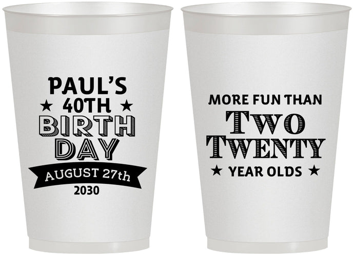 Personalized Birthday 12 oz Frosted Cups - 40th | 20045