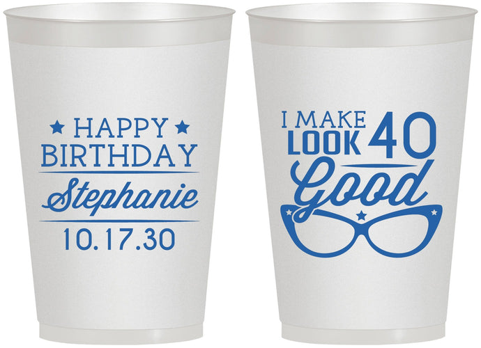 Personalized Birthday 12 oz Frosted Cups - 40th | 20048