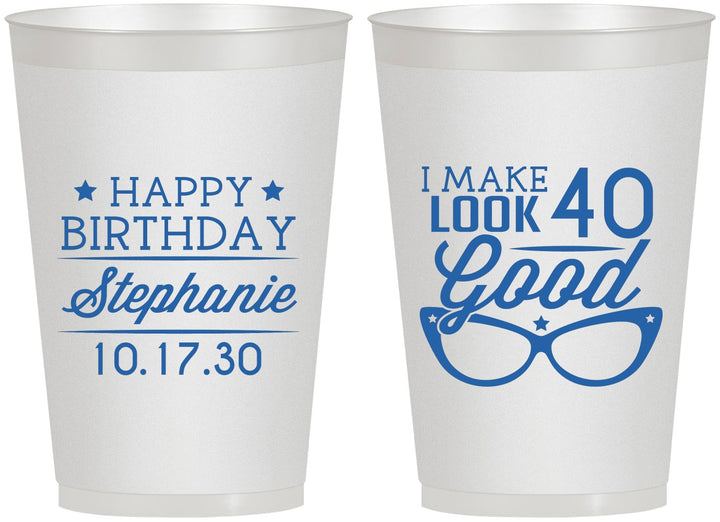 Personalized Birthday 12 oz Frosted Cups - 40th | 20048