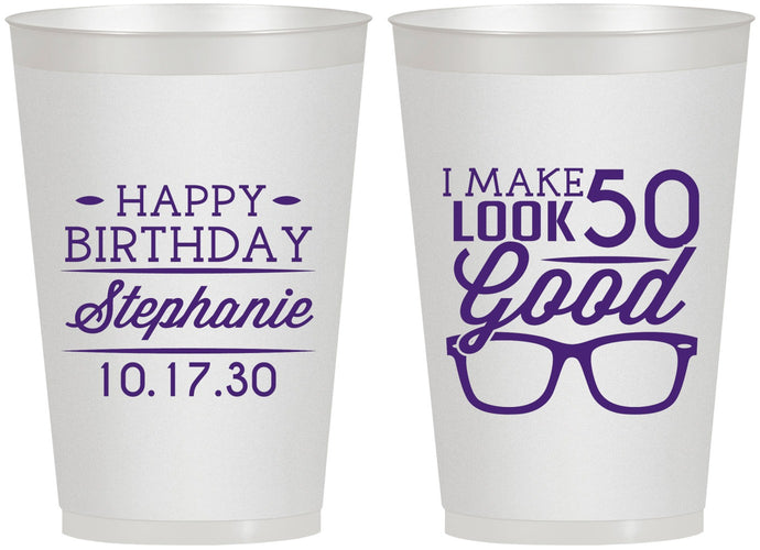 Personalized Birthday 12 oz Frosted Cups - 50th | 20049