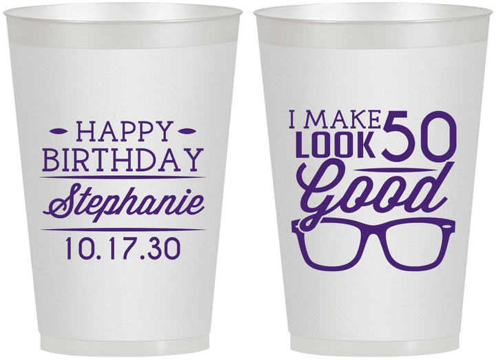 Personalized Birthday 12 oz Frosted Cups - 50th | 20049