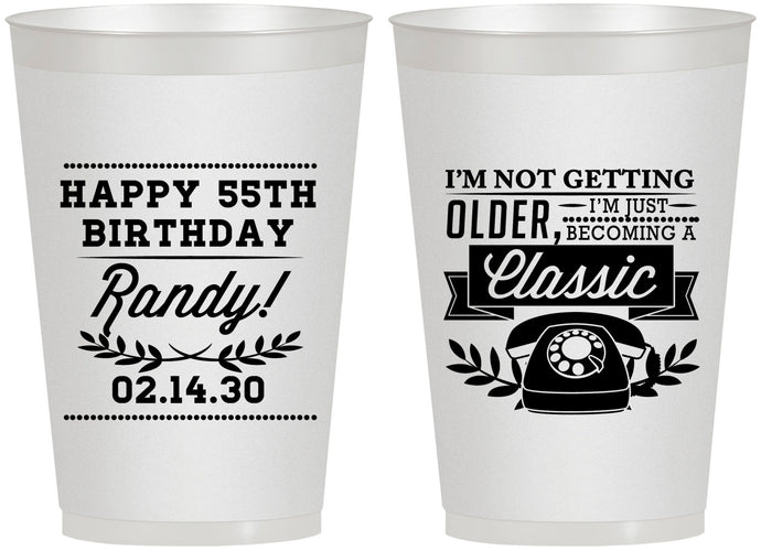 Personalized Birthday 12 oz Frosted Cups - 55th Classic Phone | 20058