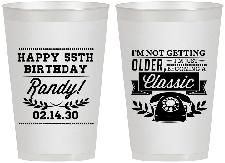 Personalized Birthday 12 oz Frosted Cups - 55th Classic Phone | 20058