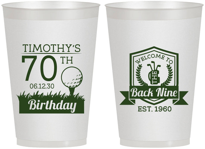 Personalized Birthday 12 oz Frosted Cups - 70th Golf | 20061
