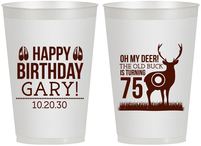 Personalized Birthday 12 oz Frosted Cups - 75th Hunting | 20063