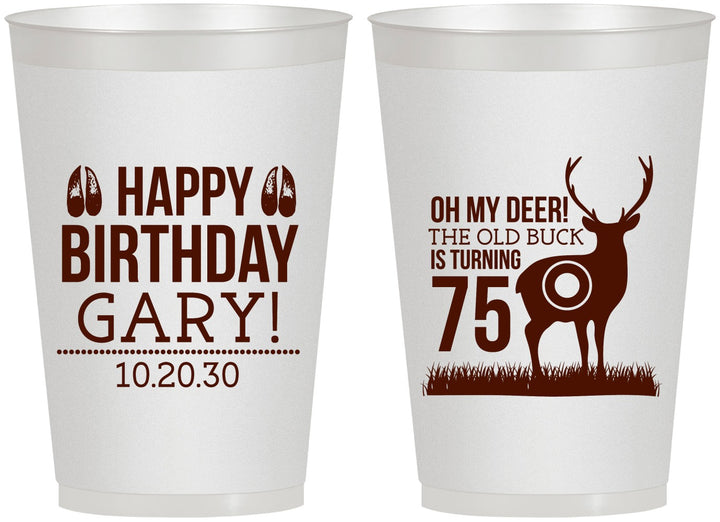 Personalized Birthday 12 oz Frosted Cups - 75th Hunting | 20063