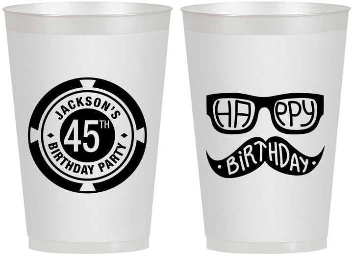 Personalized Birthday 12 oz Frosted Cups - 45th Las Vegas | 20064