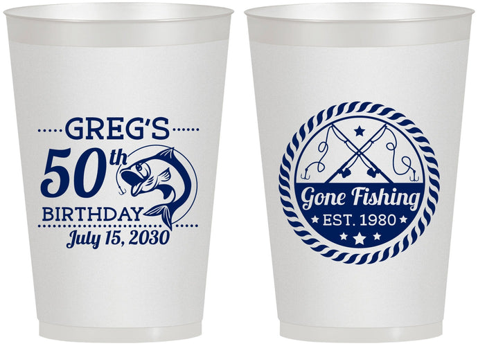 Personalized Birthday 12 oz Frosted Cups - 50th Nautical | 20065
