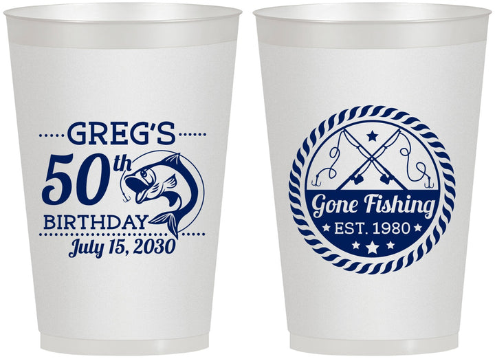 Personalized Birthday 12 oz Frosted Cups - 50th Nautical | 20065