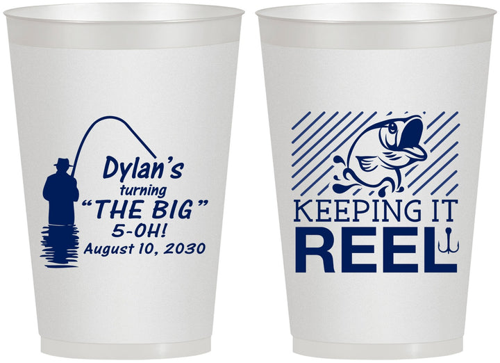 Personalized Birthday 12 oz Frosted Cups - 50th Keeping It Reel | 20067