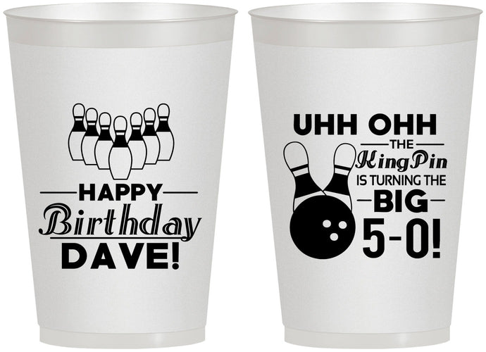 Personalized Birthday 12 oz Frosted Cups - 50th Bowing | 20071
