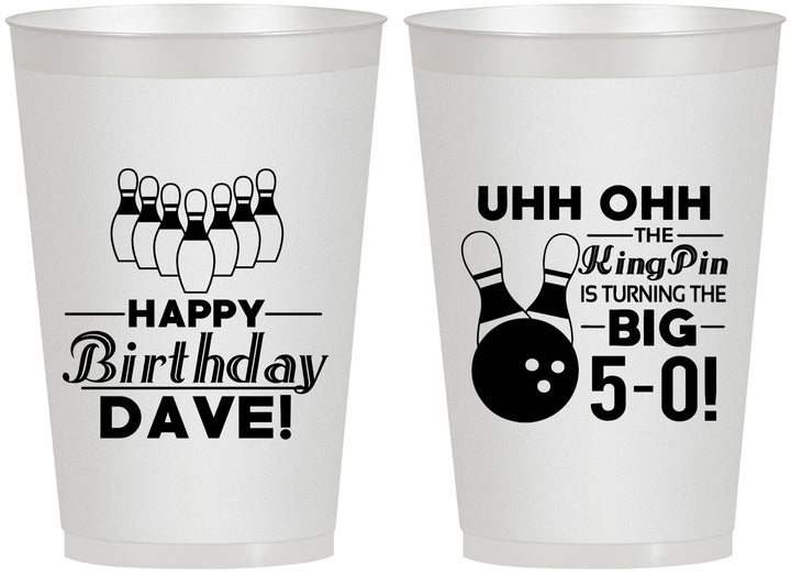 Personalized Birthday 12 oz Frosted Cups - 50th Bowing | 20071