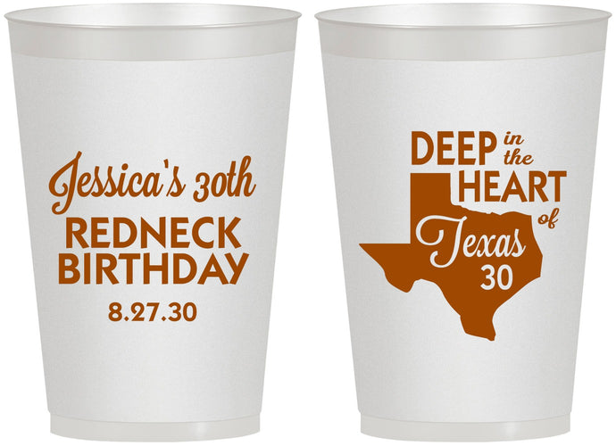 Personalized Birthday 12 oz Frosted Cups - 30th Redneck Texas | 20072