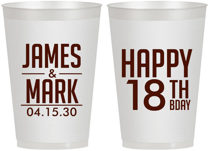 Personalized Birthday 12 oz Frosted Cups - 18th | 20074