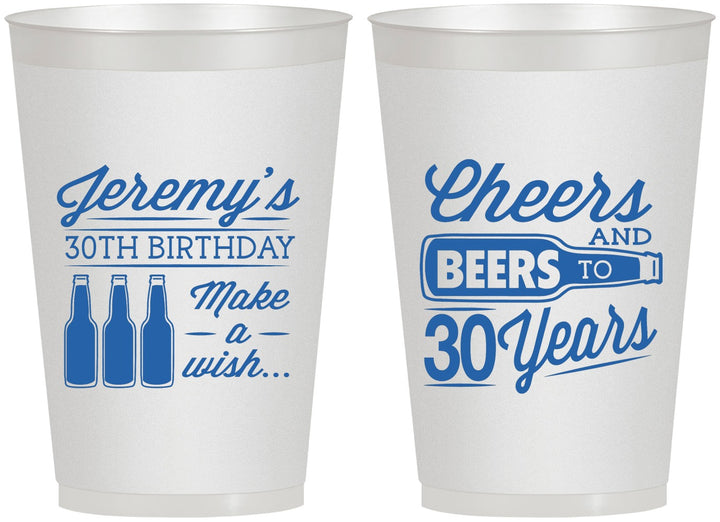 Personalized Birthday 12 oz Frosted Cups - Cheers Beers To 30 Years | 20076