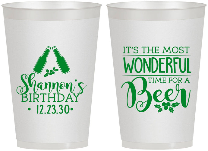 Personalized Birthday 12 oz Frosted Cups - Christmas | 20082