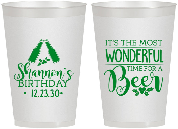 Personalized Birthday 12 oz Frosted Cups - Christmas | 20082