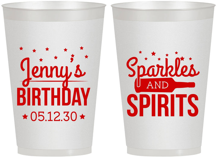 Personalized Birthday 12 oz Frosted Cups - Sparkles Spirits | 20083