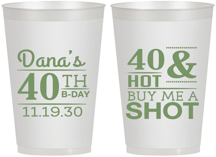 Personalized Birthday 12 oz Frosted Cups - 40th | 20086