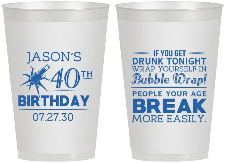 Personalized Birthday 12 oz Frosted Cups - 40th | 20088