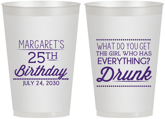 Personalized Birthday 12 oz Frosted Cups - 25th | 20093