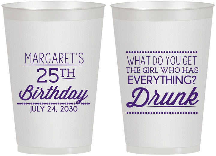 Personalized Birthday 12 oz Frosted Cups - 25th | 20093
