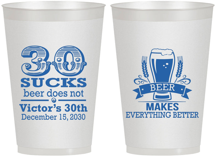 Personalized Birthday 12 oz Frosted Cups - 30th Sucks | 20097