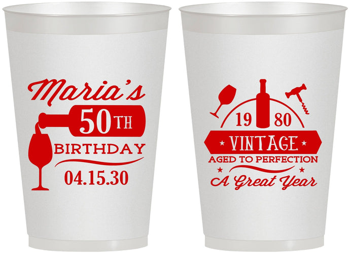 Personalized Birthday 12 oz Frosted Cups - 50th Wine | 20098