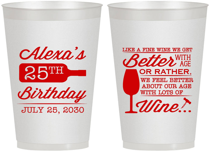 Personalized Birthday 12 oz Frosted Cups - 25th Wine | 20099