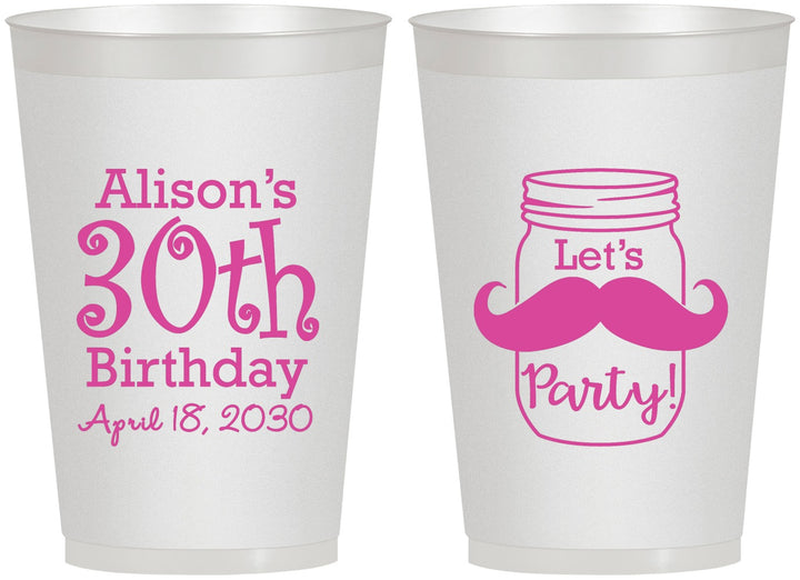 Personalized Birthday 12 oz Frosted Cups - 30th | 20104