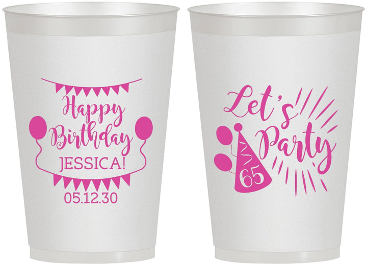 Personalized Birthday 12 oz Frosted Cups - 65th | 20105