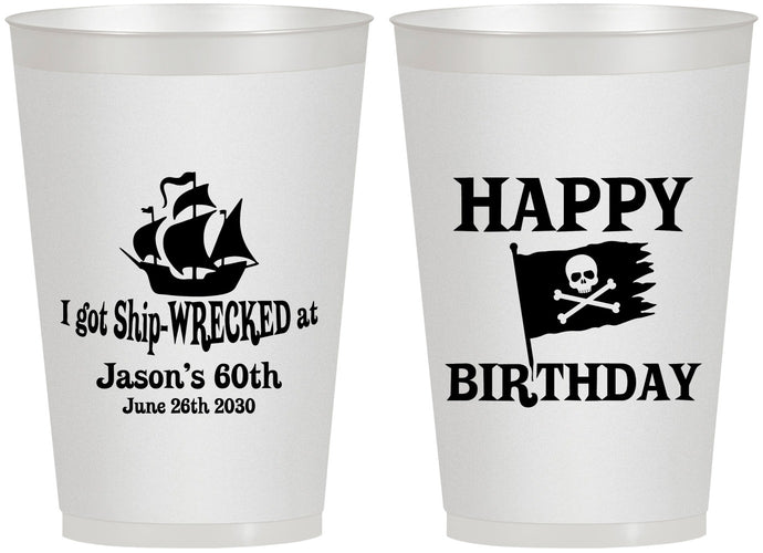 Personalized Birthday 12 oz Frosted Cups - 60th Pirate | 20106