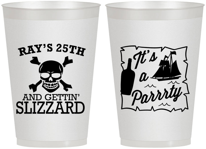 Personalized Birthday 12 oz Frosted Cups - 25th Pirate | 20107