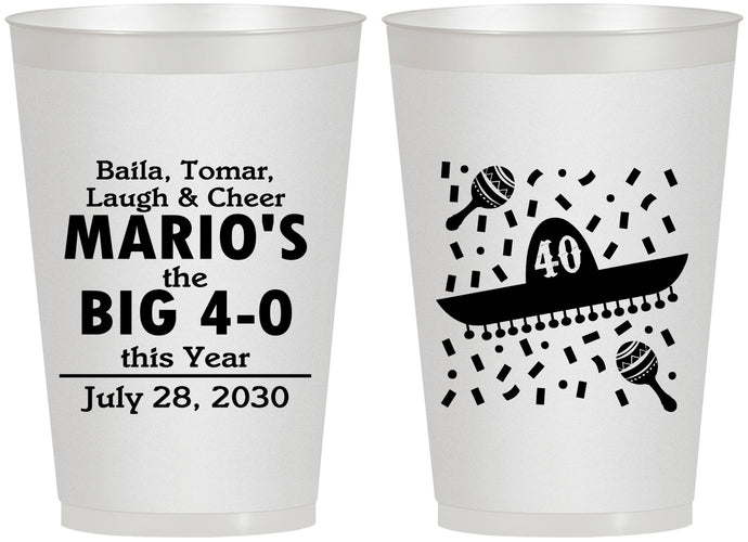 Personalized Birthday 12 oz Frosted Cups - 40th Mexico | 20109
