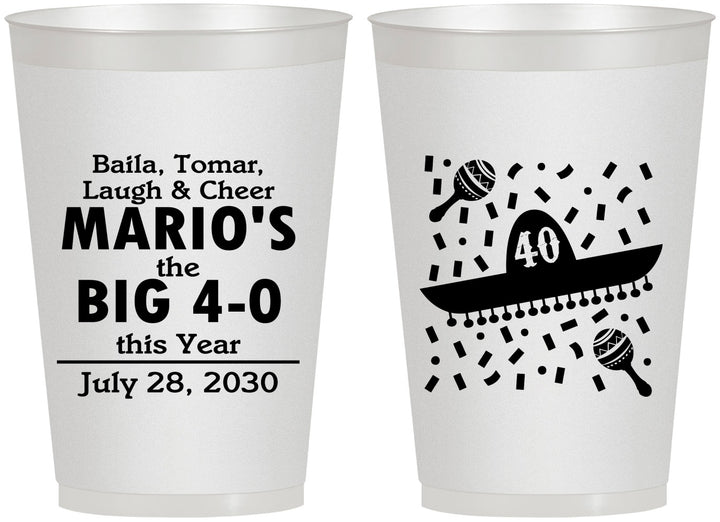 Personalized Birthday 12 oz Frosted Cups - 40th Mexico | 20109
