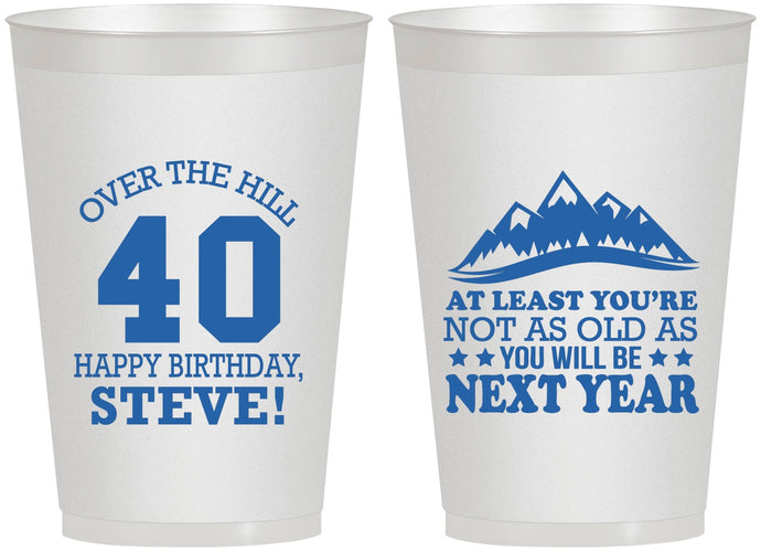 Personalized Birthday 12 oz Frosted Cups - 40th Over The Hill | 20123