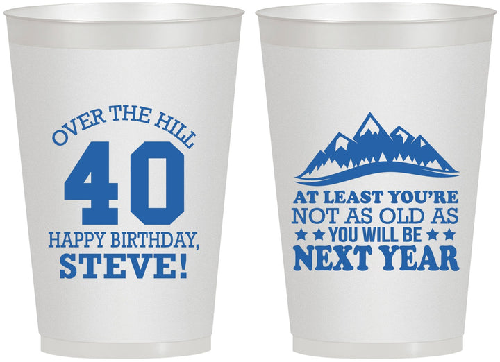 Personalized Birthday 12 oz Frosted Cups - 40th Over The Hill | 20123