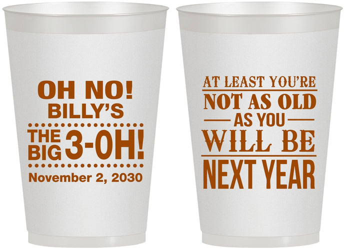 Personalized Birthday 12 oz Frosted Cups - 30th Big 3 Oh | 20125
