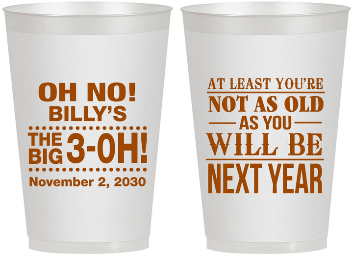 Personalized Birthday 12 oz Frosted Cups - 30th Big 3 Oh | 20125