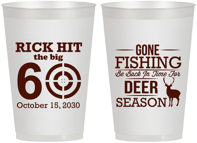 Personalized Birthday 12 oz Frosted Cups - 60th Gone Fishing | 20126