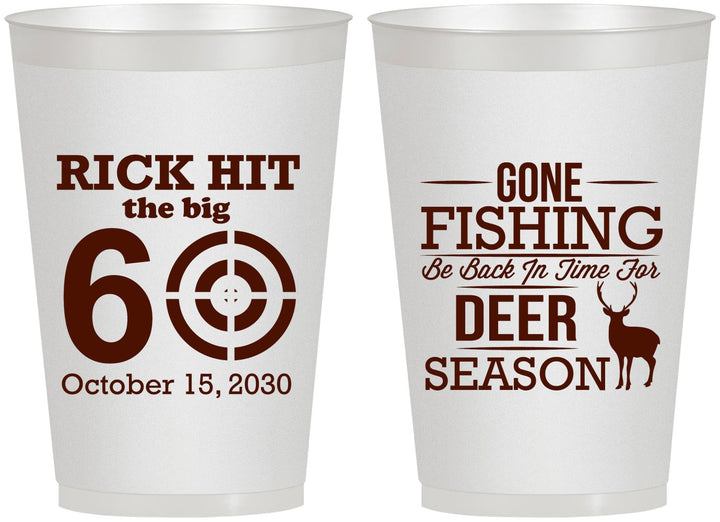 Personalized Birthday 12 oz Frosted Cups - 60th Gone Fishing | 20126